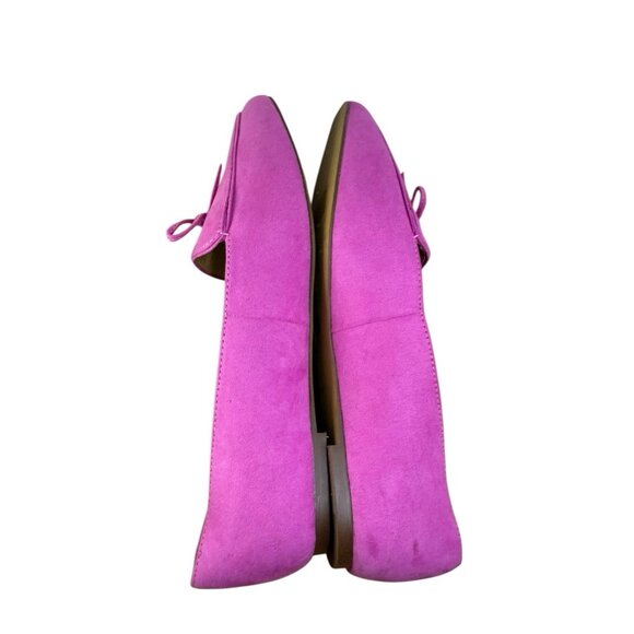 J.Crew Bow Loafers Intense Pink Womens 8.5 Faux Suede Slip On Shoes EUC - Picture 9 of 11